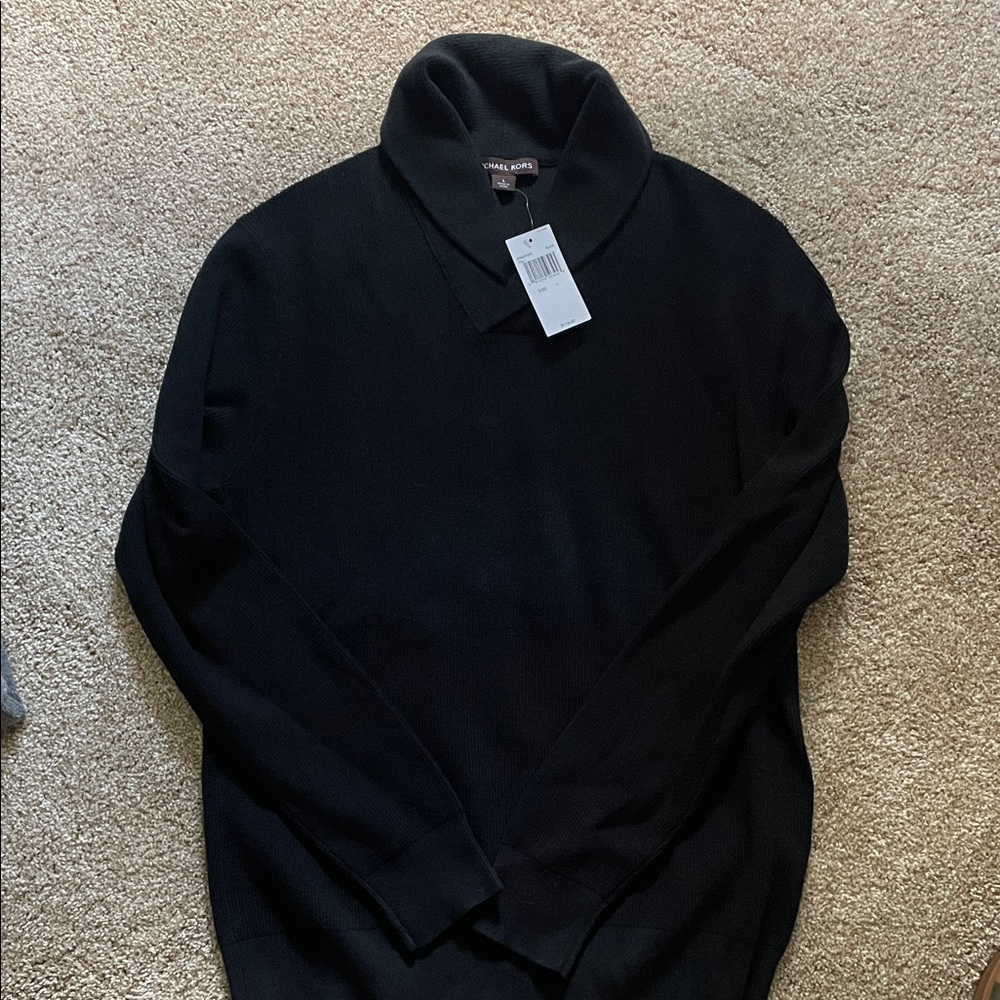 Michael Kors Men's Black Cowl Neck  Sweater